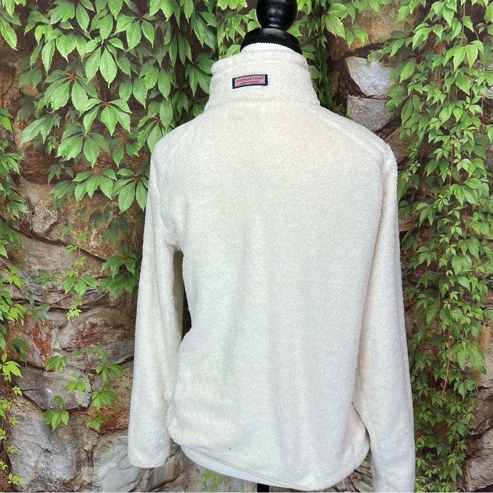 VINRYARD VINES Ivory Zip Front Long Sleeve Fleece Jacket, XS - Picture 10 of 14